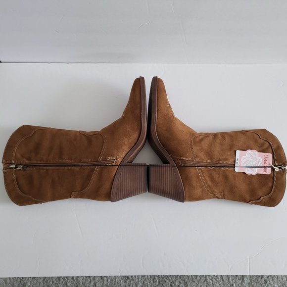 Sam & Libby Womens Shoes Size 11 Breanna Western Boot Cowboy Toffee Side Zip NWT - Picture 11 of 15